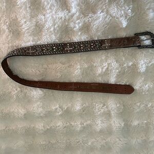 Nocona Brown Leather Belt with Studded Detailing
